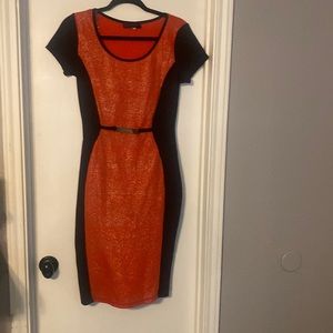 Annabelle Orange sparkle and black Dress